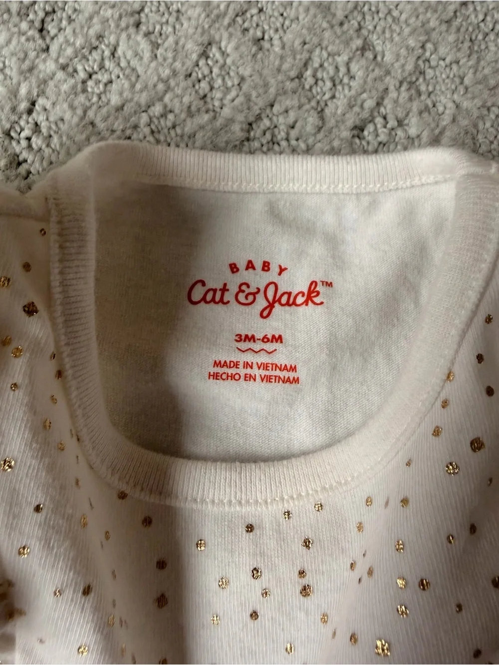 Cat & Jack Cream Long-Sleeve Ruffle One-Piece Bodysuit with Sparkle